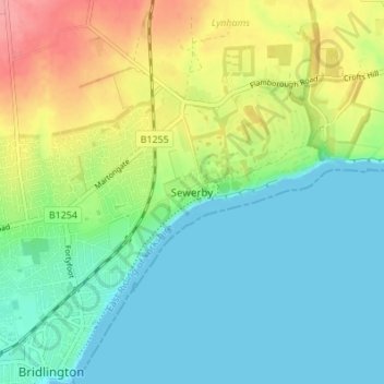 Sewerby地形图、海拔、地势