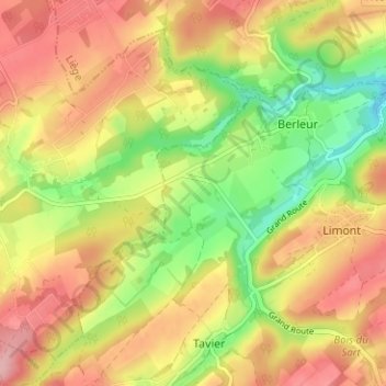 Baugnée地形图、海拔、地势
