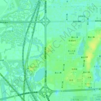 霞山村地形图、海拔、地势