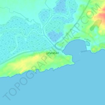 Jafarabad地形图、海拔、地势