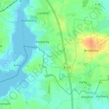 Kopperby-Heide地形图、海拔、地势