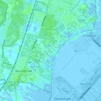 De Glip地形图、海拔、地势