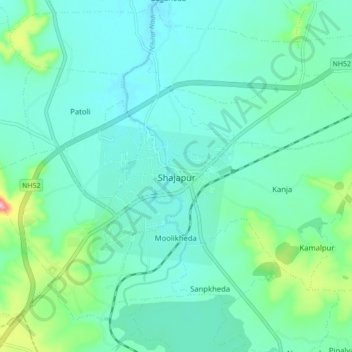 Shajapur地形图、海拔、地势