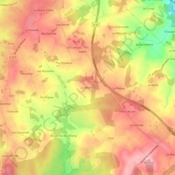 La Villedieu地形图、海拔、地势