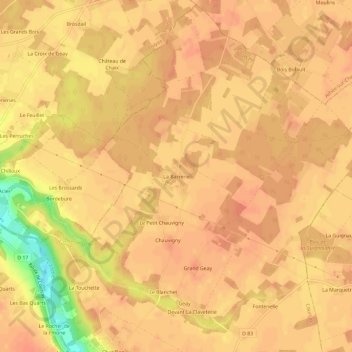 La Barrerie地形图、海拔、地势