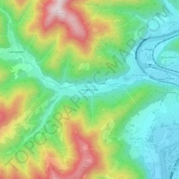 Vordere Gams地形图、海拔、地势