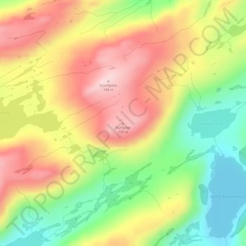 Flatfjellet地形图、海拔、地势