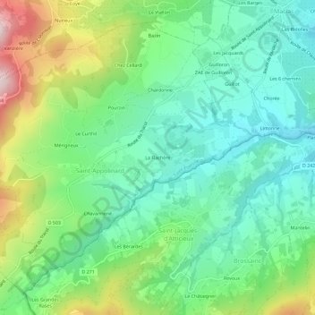 La Flachère地形图、海拔、地势