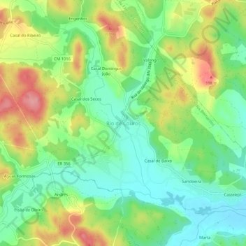 Rio de Couros地形图、海拔、地势