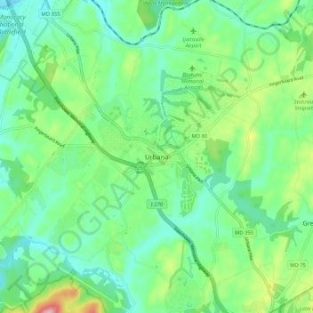 Urbana地形图、海拔、地势