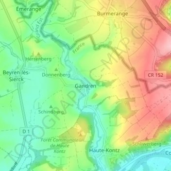 Gandren地形图、海拔、地势