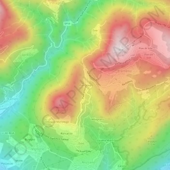 Pian Nava地形图、海拔、地势