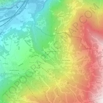 Gran Villard地形图、海拔、地势
