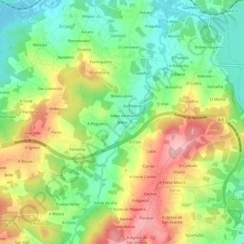 Brexo地形图、海拔、地势