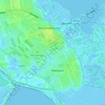 Kadoelen地形图、海拔、地势