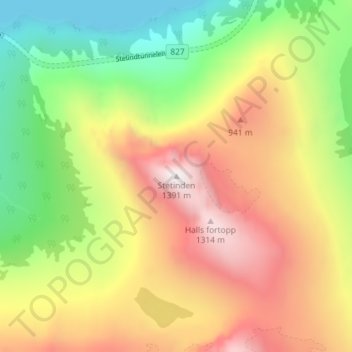 Stetinden地形图、海拔、地势