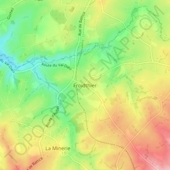 Froidthier地形图、海拔、地势