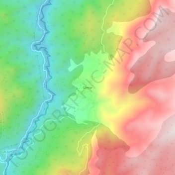 Góntar地形图、海拔、地势