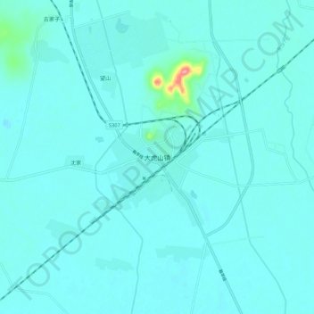 大虎山镇地形图、海拔、地势