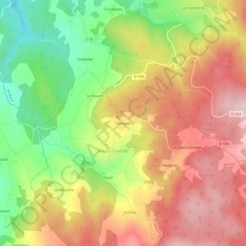 Limoges地形图、海拔、地势