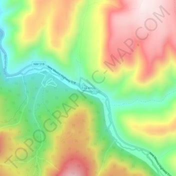 Tres Ritos地形图、海拔、地势