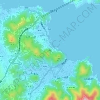 東町地形图、海拔、地势