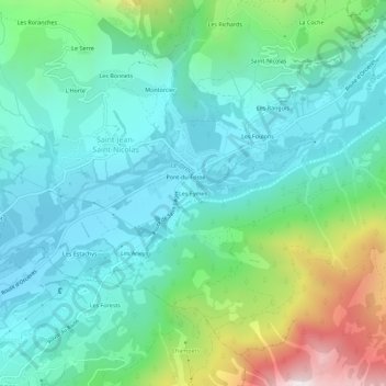 Les Eymes地形图、海拔、地势