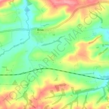 Nymet Tracey地形图、海拔、地势