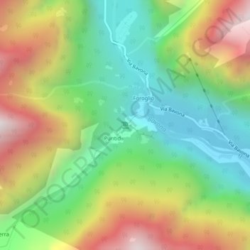 Cascata di Foroglio地形图、海拔、地势