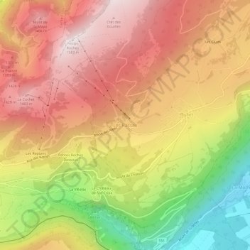 Les Rasses地形图、海拔、地势