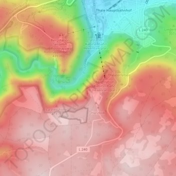 Hexentanzplatz地形图、海拔、地势
