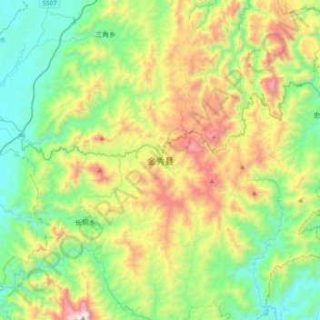 金秀县地形图、海拔、地势