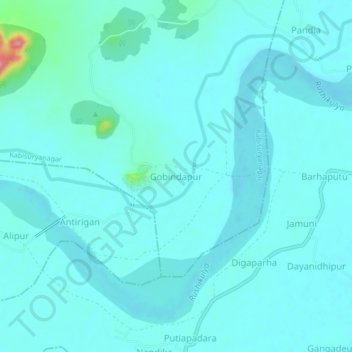 Gobindapur地形图、海拔、地势
