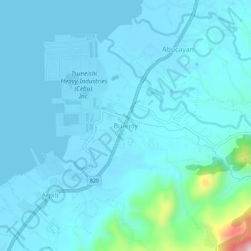 Buanoy地形图、海拔、地势