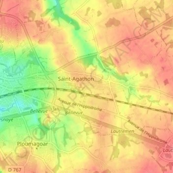 Toull al Lann地形图、海拔、地势