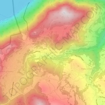 Scaria地形图、海拔、地势