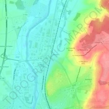 Le Marais地形图、海拔、地势