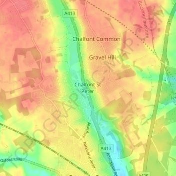 Chalfont St Peter地形图、海拔、地势