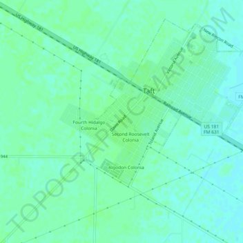 Taft Southwest地形图、海拔、地势