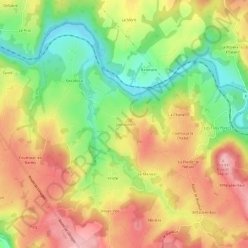 Jalouneix地形图、海拔、地势