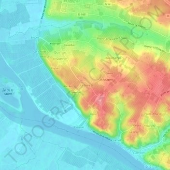 La Croix地形图、海拔、地势