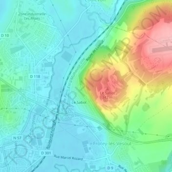 Le Sabot地形图、海拔、地势