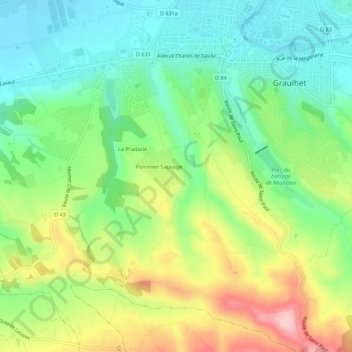 Sidobre地形图、海拔、地势