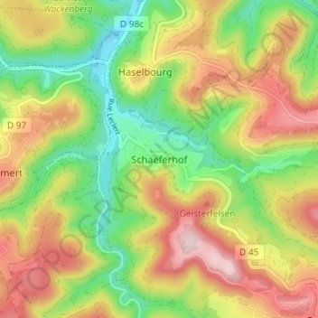 Schaeferhof地形图、海拔、地势