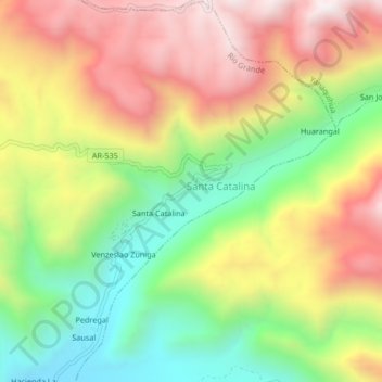 Huaco地形图、海拔、地势