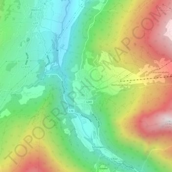 Jerzens地形图、海拔、地势