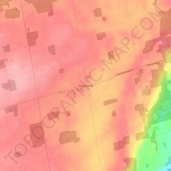 Honeywood地形图、海拔、地势