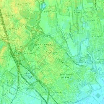 Triulzo Inferiore地形图、海拔、地势