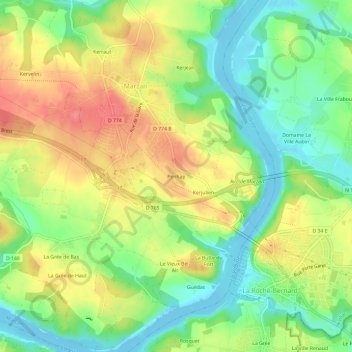 Penhap地形图、海拔、地势
