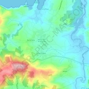 Ajo地形图、海拔、地势